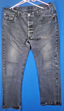 Levi's 501 Men's Black Denim Jeans 40x32 Button Fly Straight Leg Original Fit